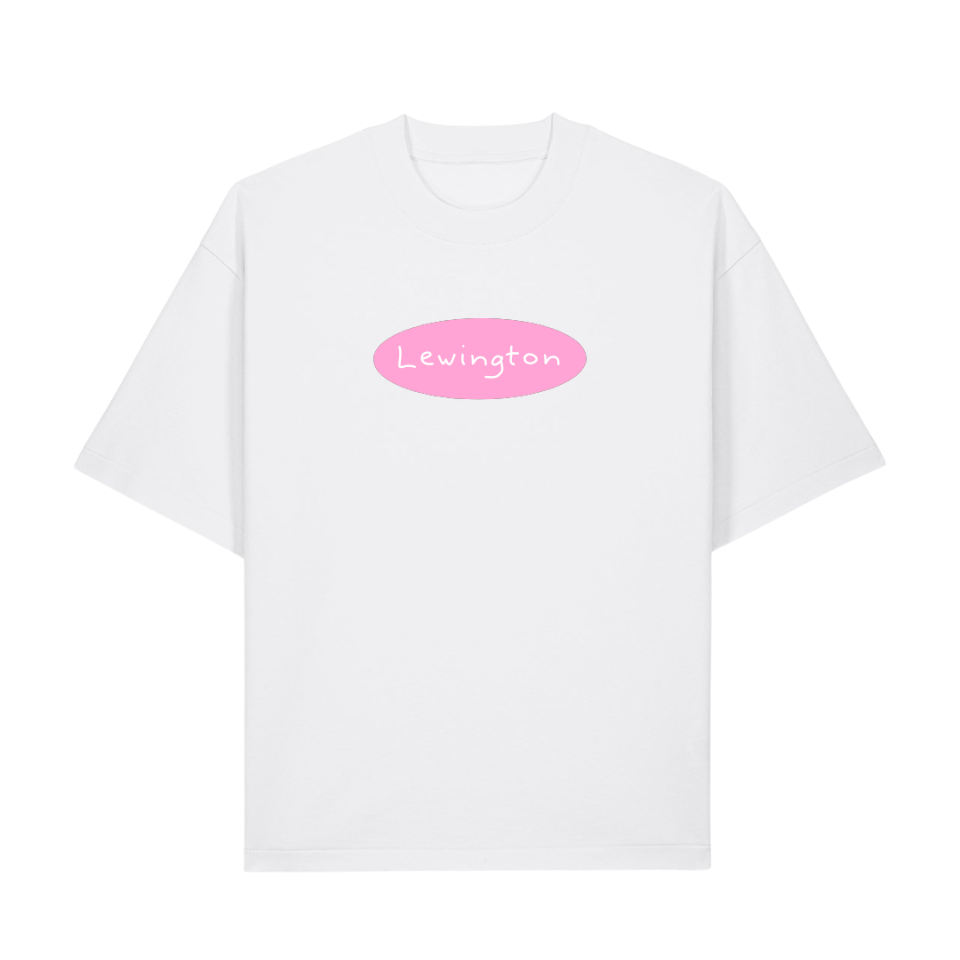 Pink Disc Tee in White
